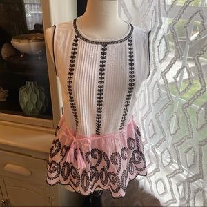 Marccain sleeveless peplum blouse eyelet sz N2